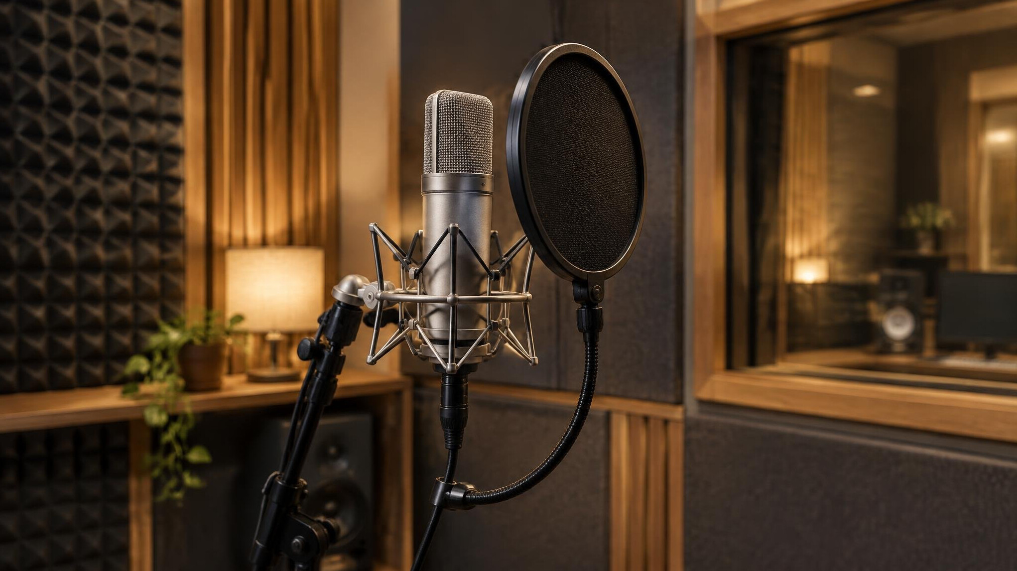 Studio microphone on a boom stand
